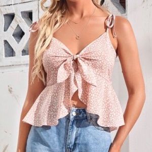 Shein peplum front tie shirt